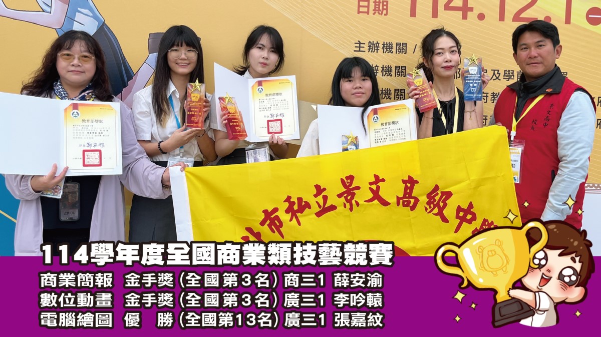 景文巧藝揚金手．商業競賽展佳績