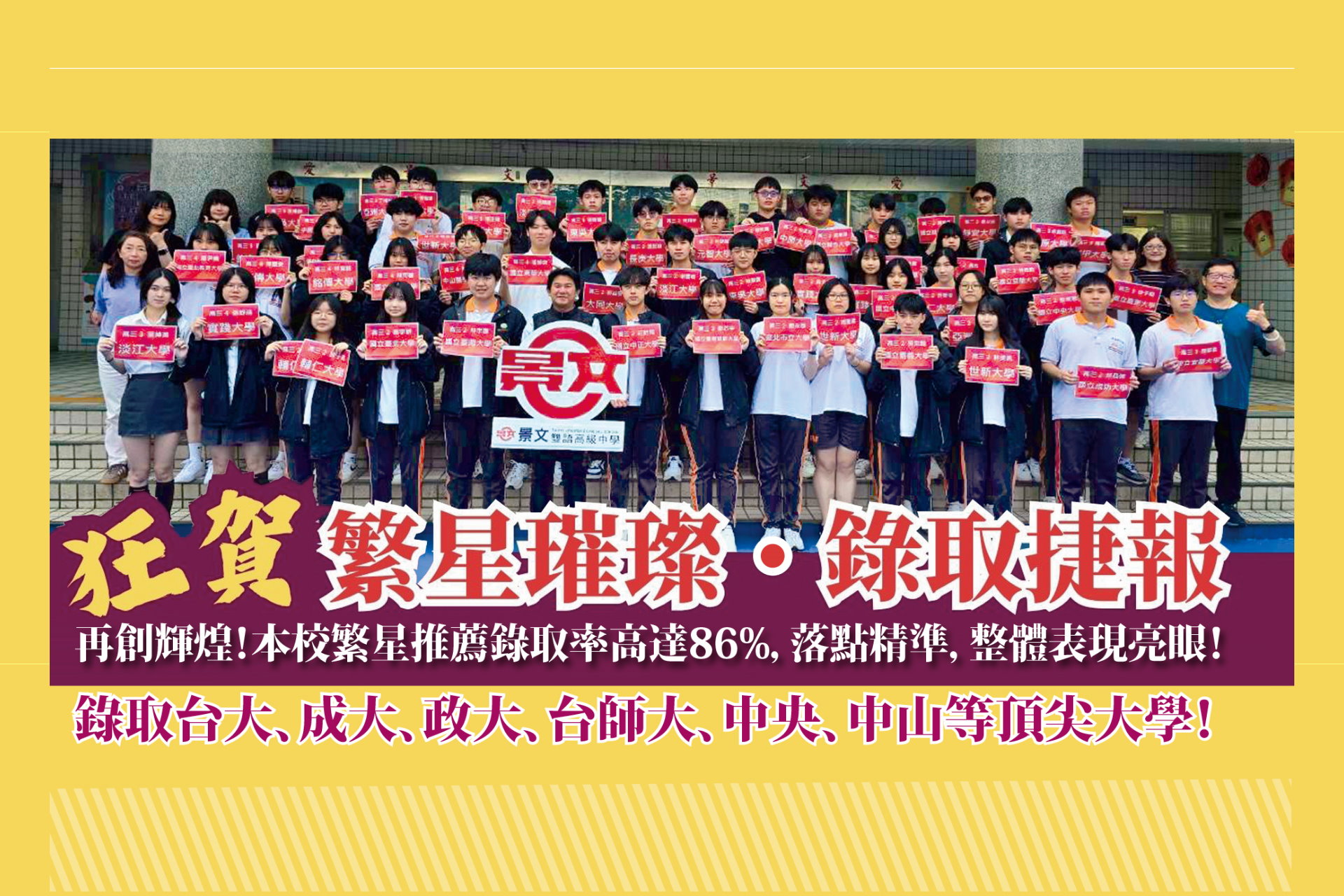 115大學繁星．申請入學 再創佳績